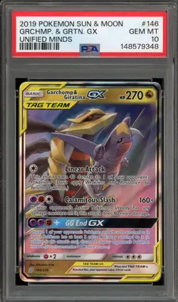 Pokemon Garchomp & Giratina GX Unified Minds Holo Ultra Rare #146 PSA 10 - Image 1