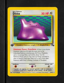 Pokemon Card Ditto # 18/62- 50 HP- Basic- 1999- 1dt Edition-LP - Image 1