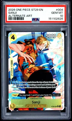 PSA 10 2026 ONE PIECE STARTER DECK ST29 EGGHEAD 004 SANJI ALTERNATE ART - Image 1