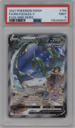 RAYQUAZA V 194/203 PSA 9 EVOLVING SKIES ALTERNATE ART POKEMON CARD ENGLISH - Image 1