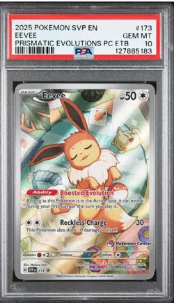 Pokemon 2025 Prismatic Evolutions Pokemon Center ETB Promo Eevee #173 PSA 10 - Image 1