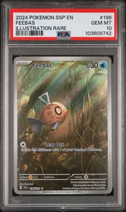 2024 POKEMON SSP EN-SURGING SPARKS ILLUSTRATION RARE #198 FEEBAS PSA 10 - Image 1
