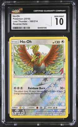 Ho-oh 160/214 Reverse Holo Lost Thunder Pokemon CGC 10 Gem Mint - Image 1