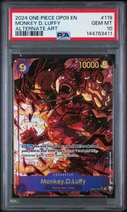 2024 One Piece OP09 EN Monkey D Luffy Alternate Art #119 PSA 10 GEM MINT - Image 1