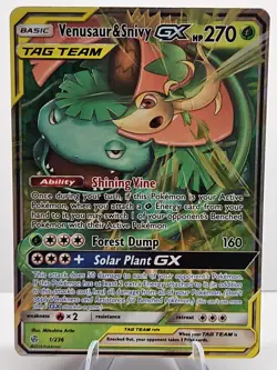 Pokemon TCG Venusaur Snivy GX Holo Card 1/236 Sm-Cosmic Eclipse Near Mint - Image 1