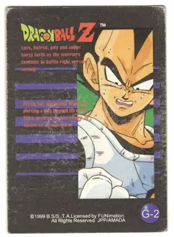 1999 FUNimation DRAGON BALL Z GOKU GOLD FOIL CARD JPP/AMADA SUPER DBZ G-2 - Image 2