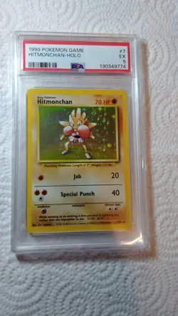 Pokemon / Hitmonchan / Base Set / Unlimited / Holo Rare / PSA 5 / 7-102 - Image 1