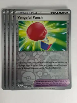 Pokemon TCG Obsidian Flames 4x Playset Reverse Holo Vengeful Punch 197/197 NM - Image 1