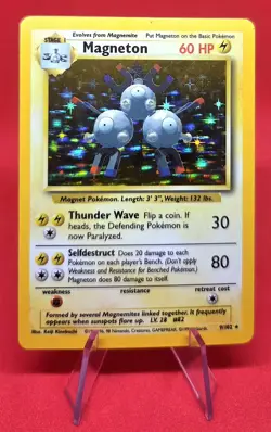 1999 Pokemon TCG Base Set - Magneton Holo #9/102 - LP VINTAGE - Image 3