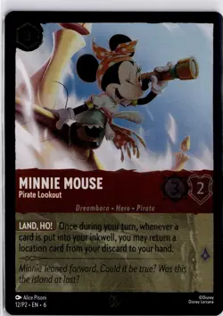 Minnie Mouse Pirate Lookout Promo Lorcana Foil 12/P2 Trading Card TCG Disney - Image 3