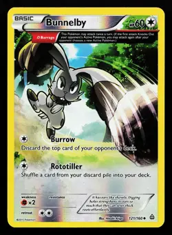 Bunnelby 121/160 Reverse Holo Uncommon Primal Clash Pokemon Card - Image 1