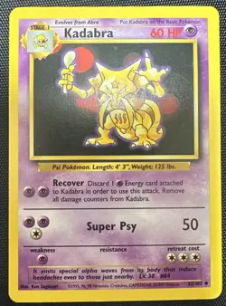 Kadabra 32/102 Uncommon Base Set Unlimited Pokemon Lightly Played - Image 1