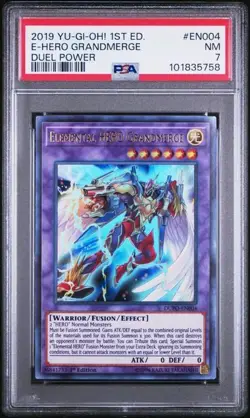 Elemental HERO Grandmerge *PSA 7* DUPO-EN004 *Ultra Rare *2019* Yugioh - Image 1