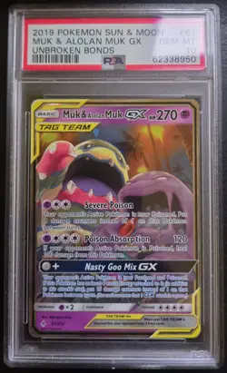 Pokemon - Muk & Alolan Muk GX - 61/214 - 2019 Sun & Moon Unbroken Bonds - PSA 10 - Image 1