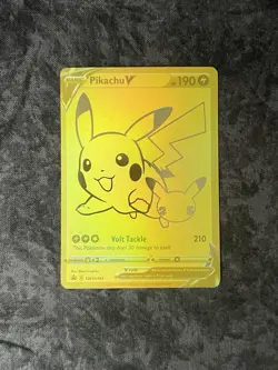 Pikachu V Full Art Gold SWSH145 Pokemon Celebrations Black Star Promo NM - Image 2