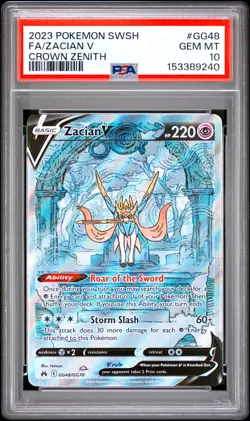POKEMON ZACIAN V GG48/GG70 SWORD SHIELD CROWN ZENITH 2023 PSA 10 - Image 1