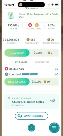 Pokemon Go Shiny Tauros ( Blaze ) - Image 2