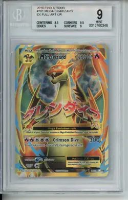 2016 Pokemon Evolutions Mega Charizard EX Full Art UR 101/108 BGS 9 - Image 1