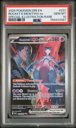 2025 POKEMON DRI EN-DESTINED RIVALS #231 TEAM ROCKET'S MEWTWO EX PSA 10 - Image 1