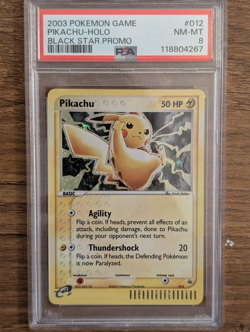 2003 Pokemon Game Black Star Holo Promo PSA 8 Pikachu Holo #012 #12 12 - Image 1