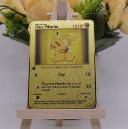 Thicc Pikachu Gold Metal Pokemon Card-Collectible/Gift/Display new - Image 1