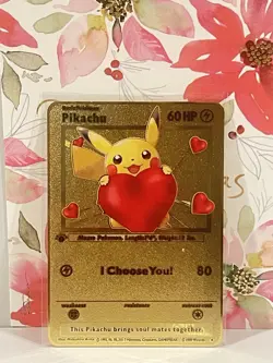 Pikachu I choose You!Gold Metal Pokemon Card- Collectible/Gift/Display - Image 1