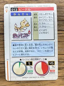 Pokemon Carddass Card Weedle No.13 Bandai Pocket Monsters Green ver. 1996 - Image 2