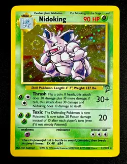 Nidoking 11/102 LP SWIRL Base Set 2 Unlimited Holo Rare WOTC Pokemon Card - Image 1