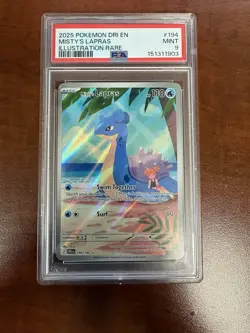 2025 Pokemon Destined Rivals Misty’s Lapras 194/182 Illustration Rare PSA 9 Mint - Image 1