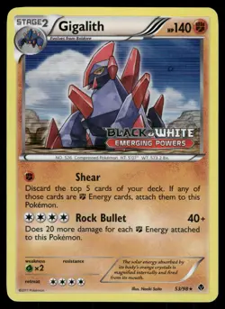 Gigalith (Prerelease) 53/98 Holo Promo Black And White Promo Pokemon MP - Image 1