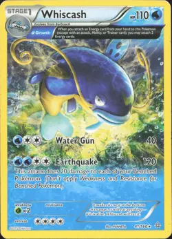 Whiscash 41/160 Rare Primal Clash Pokemon Moderately Played - Image 1