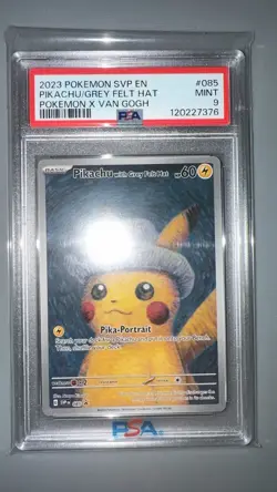 PSA 9 Pikachu with Grey Felt Hat 085 Sv: Scarlet & Violet Promo Card - Image 1