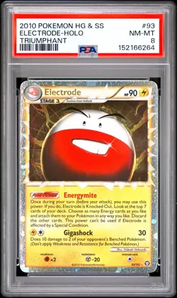 2010 POKEMON HEARTGOLD & SOULSILVER TRIUMPHANT #93 ELECTRODE-HOLO PSA 8 - Image 1