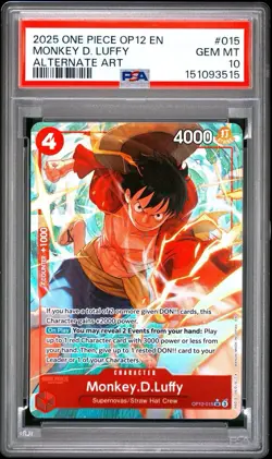 2025 One Piece Monkey.D.Luffy Alternate Art OP12-015 Legacy of the Master PSA 10 - Image 1