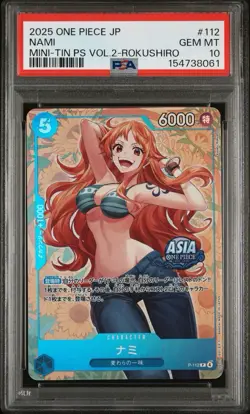 2025 ONE PIECE JPN MINI-TIN PACK SET VOL.2 KOUSHI ROKUSHIRO #112 NAMI PSA 10 - Image 1