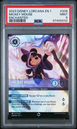 2023 DISNEY LORCANA EN 1-THE FIRST CHAPTER MICKEY MOUSE - WAYWARD SORCERER PSA 9 - Image 1