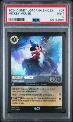 2024 DISNEY LORCANA EN D23-D23 EXPO PROMO MICKEY MOUSE - PLAYFUL SORCERER PSA 9 - Image 1