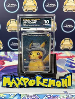 Pokemon Card Van Gogh Pikachu with Grey Felt Hat⚡ SVP 085 ACE 10 Graded Gem Mint - Image 1