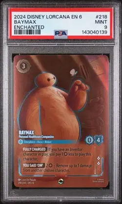 2024 DISNEY LORCANA EN 6-AZURITE SEA #218 BAYMAX ENCHANTED PSA 9 - Image 1