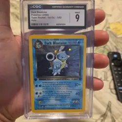 *CGC 9* Pokemon 1st Edition Dark Blastoise Holo Card 3/82 Team Rocket Vintage - Image 1