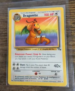 Pokemon TCG Dragonite Fossil Card 19/62 Non-Holo Rare, HP - Image 1