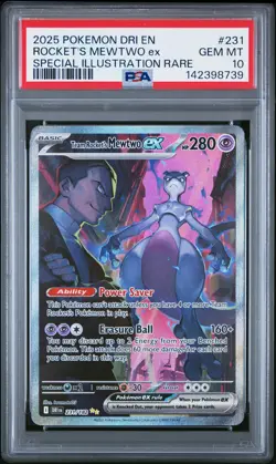 2025 POKEMON DRI EN-DESTINED RIVALS #231 TEAM ROCKET'S MEWTWO EX PSA 10 - Image 1