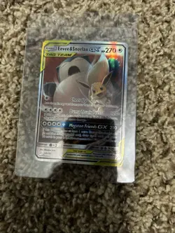Pokemon Eevee & Snorlax GX 120/181 Sun & Moon Team Up Ultra Rare Holo TAG TEAM - Image 1