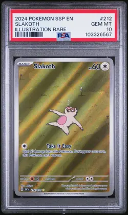 2024 POKEMON SSP EN-SURGING SPARKS ILLUSTRATION RARE #212 SLAKOTH PSA 10 - Image 1