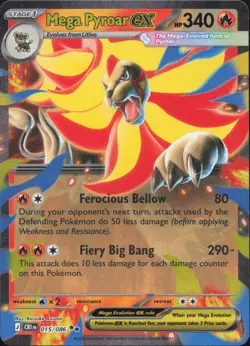 Mega Pyroar ex 015/086 Double Rare ME04: Chaos Rising Pokemon Near Mint - Image 1
