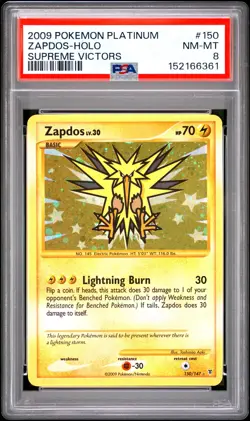 2009 POKEMON PLATINUM SUPREME VICTORS #150 ZAPDOS-HOLO PSA 8 - Image 1