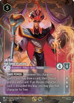 Disney Lorcana Jafar High Sultan of Lorcana Card 32/P2 Enchanted Foil Promo - Image 1