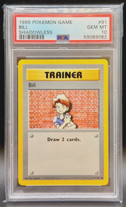 Shadowless Bill 91/102 1999 Pokemon Card TCG - PSA 10 GEM MINT 💎 - Image 1