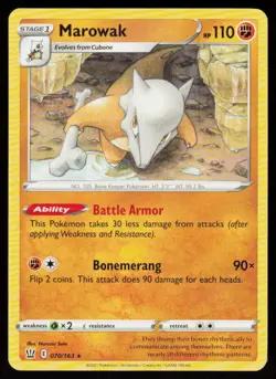 Marowak 070/163 Rare Battle Styles Pokemon Near Mint - Image 1