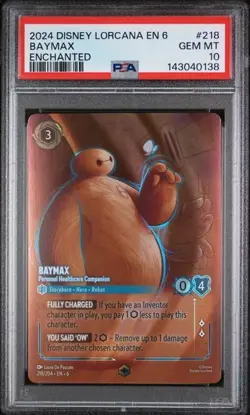 2024 DISNEY LORCANA EN 6-AZURITE SEA #218 BAYMAX ENCHANTED PSA 10 - Image 1